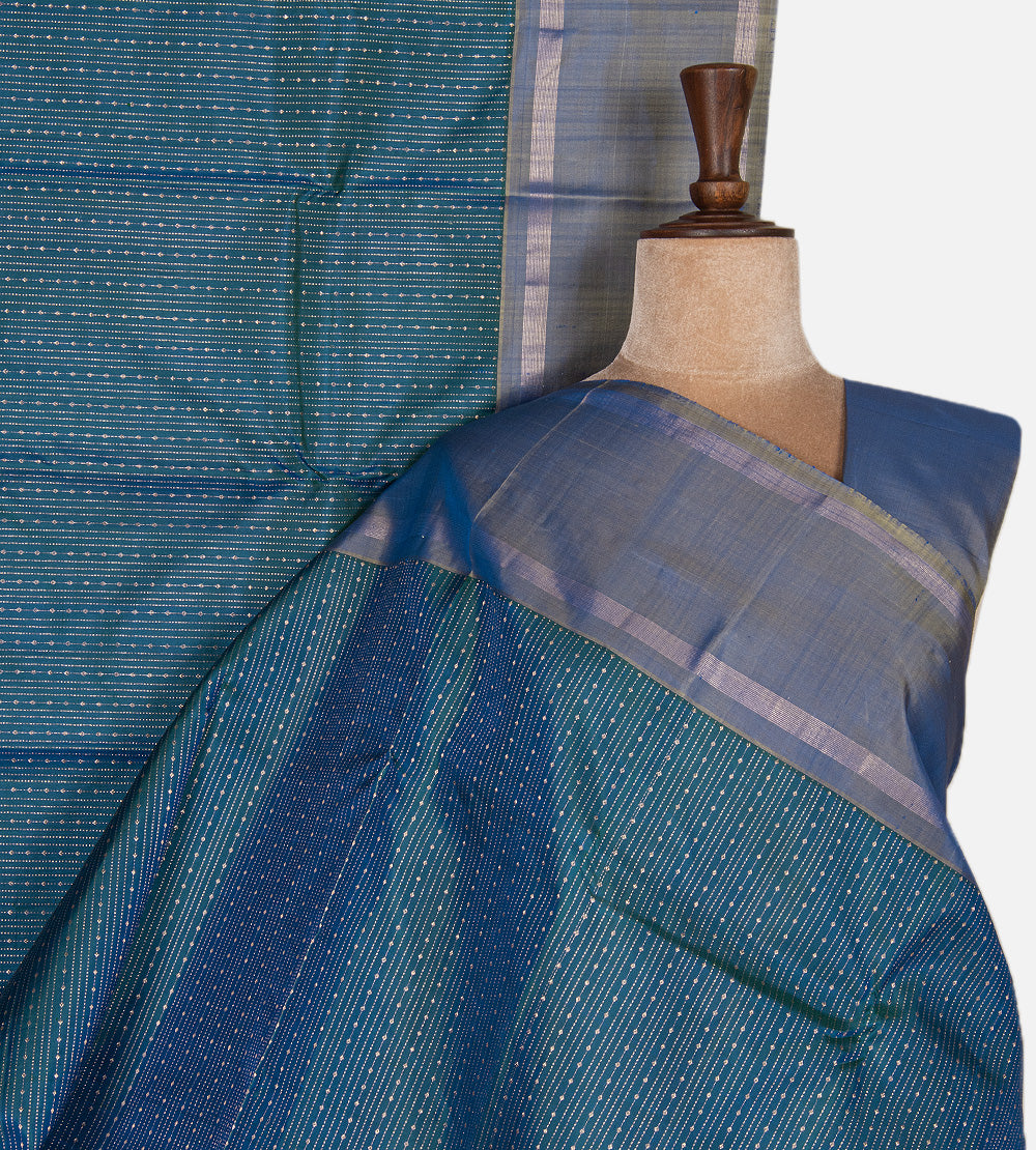 Peacock Blue Kanchipuram Silk Saree