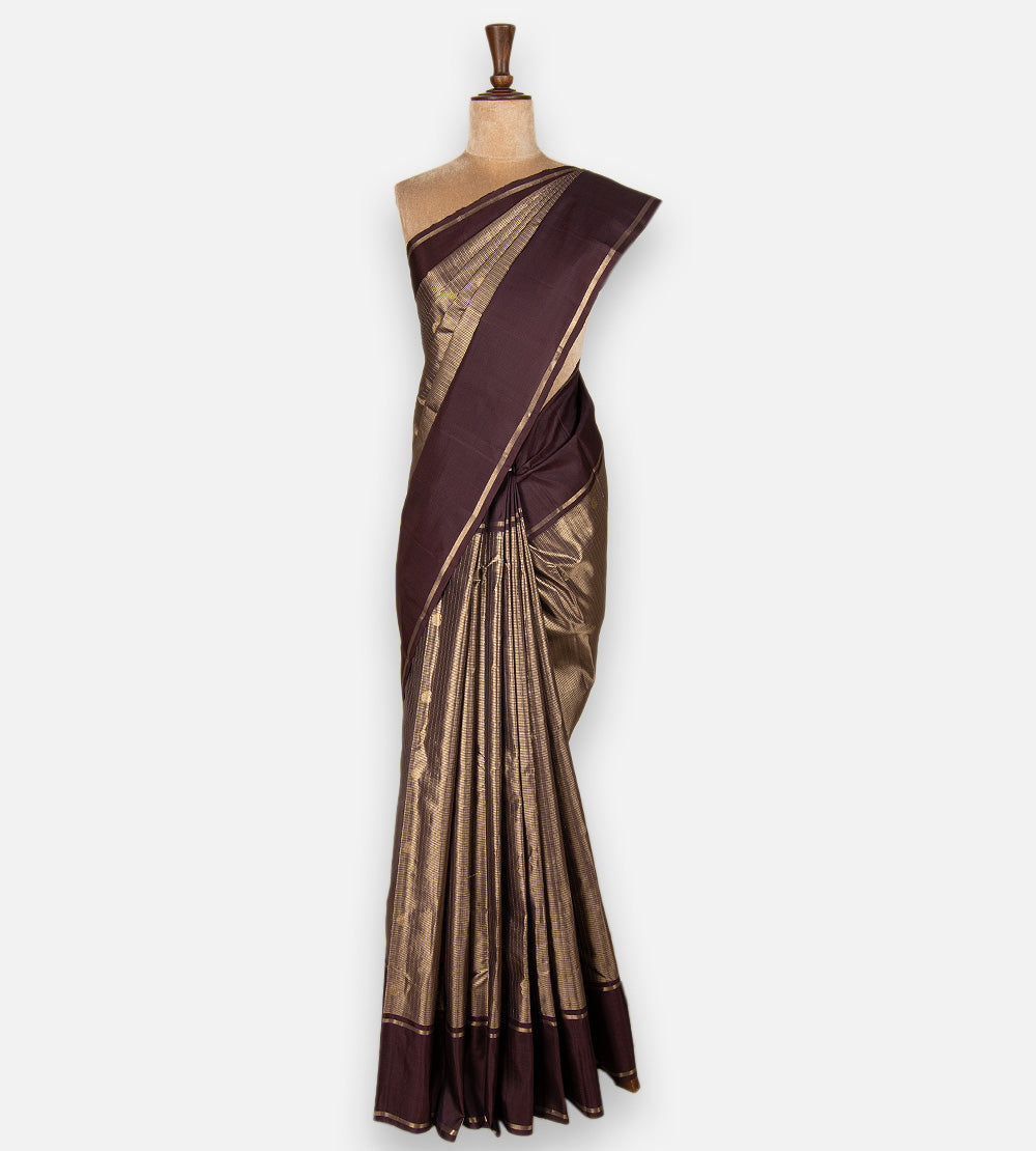 Aubergine Purple Kanchipuram Silk Saree