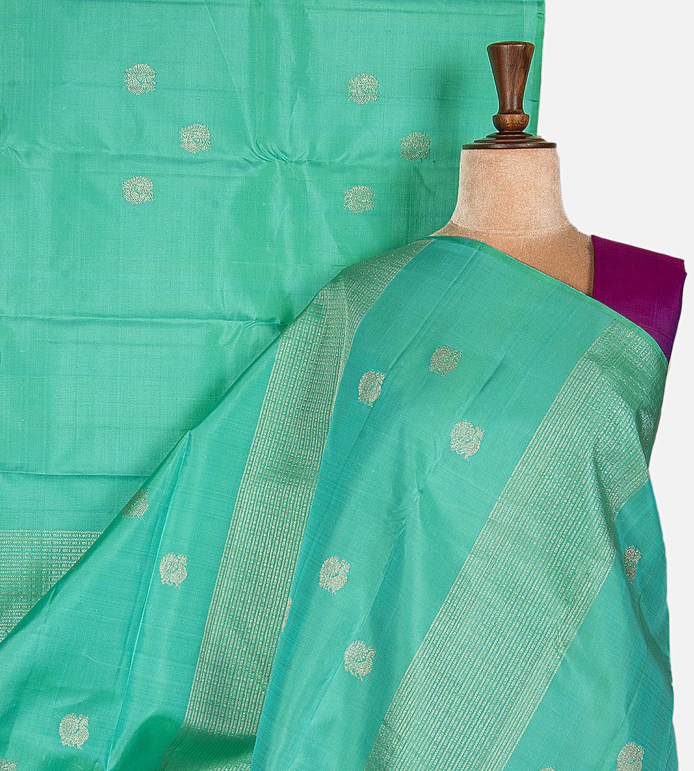 Turquoise Blue Kanchipuram Silk Saree