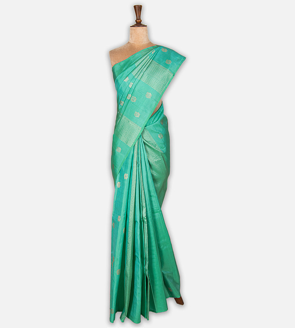 Turquoise Blue Kanchipuram Silk Saree