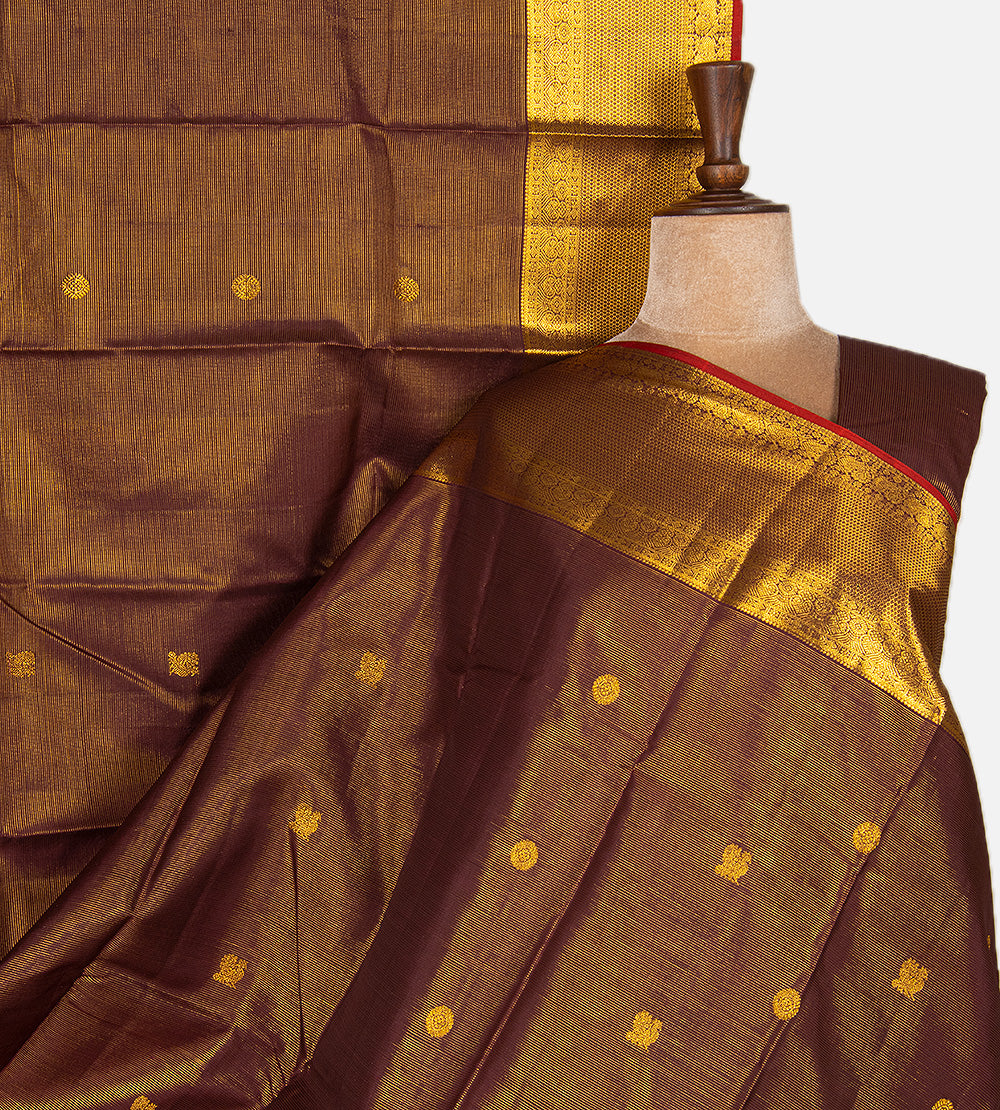 Deep Maroon Kanchipuram Silk Saree