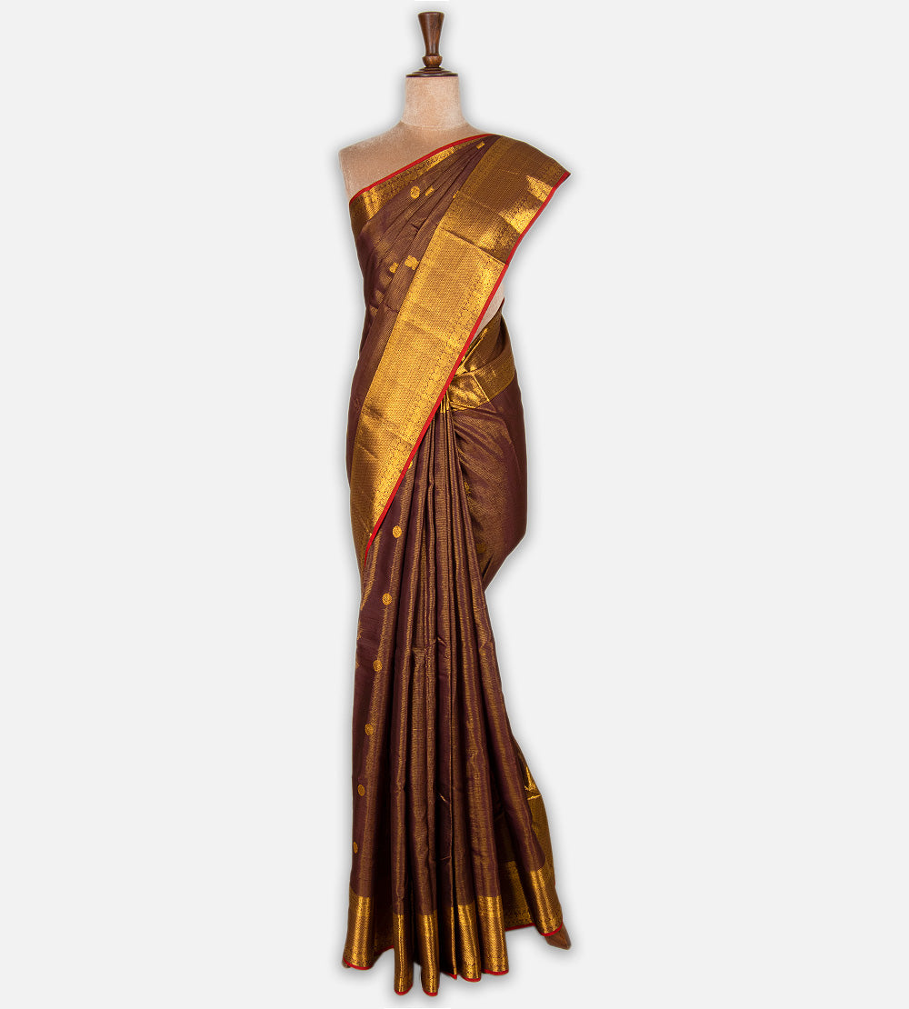 Deep Maroon Kanchipuram Silk Saree