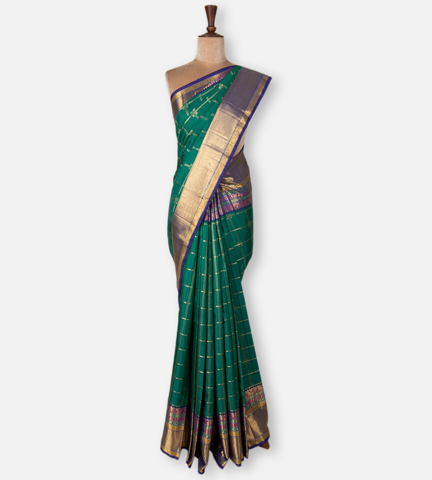 Sea Green Kanchipuram Silk Saree