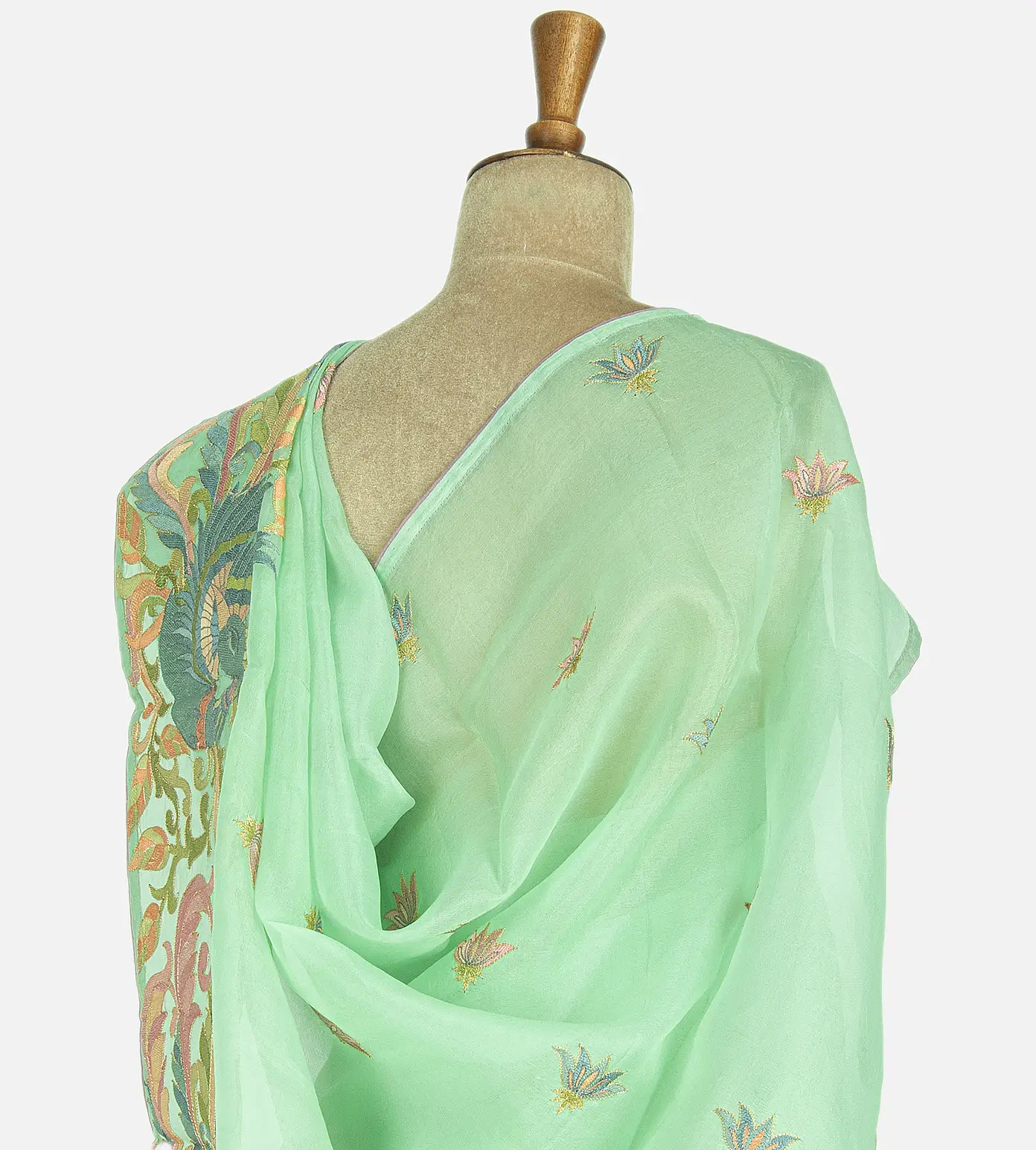 Pastel Green Organza Embroidery Saree