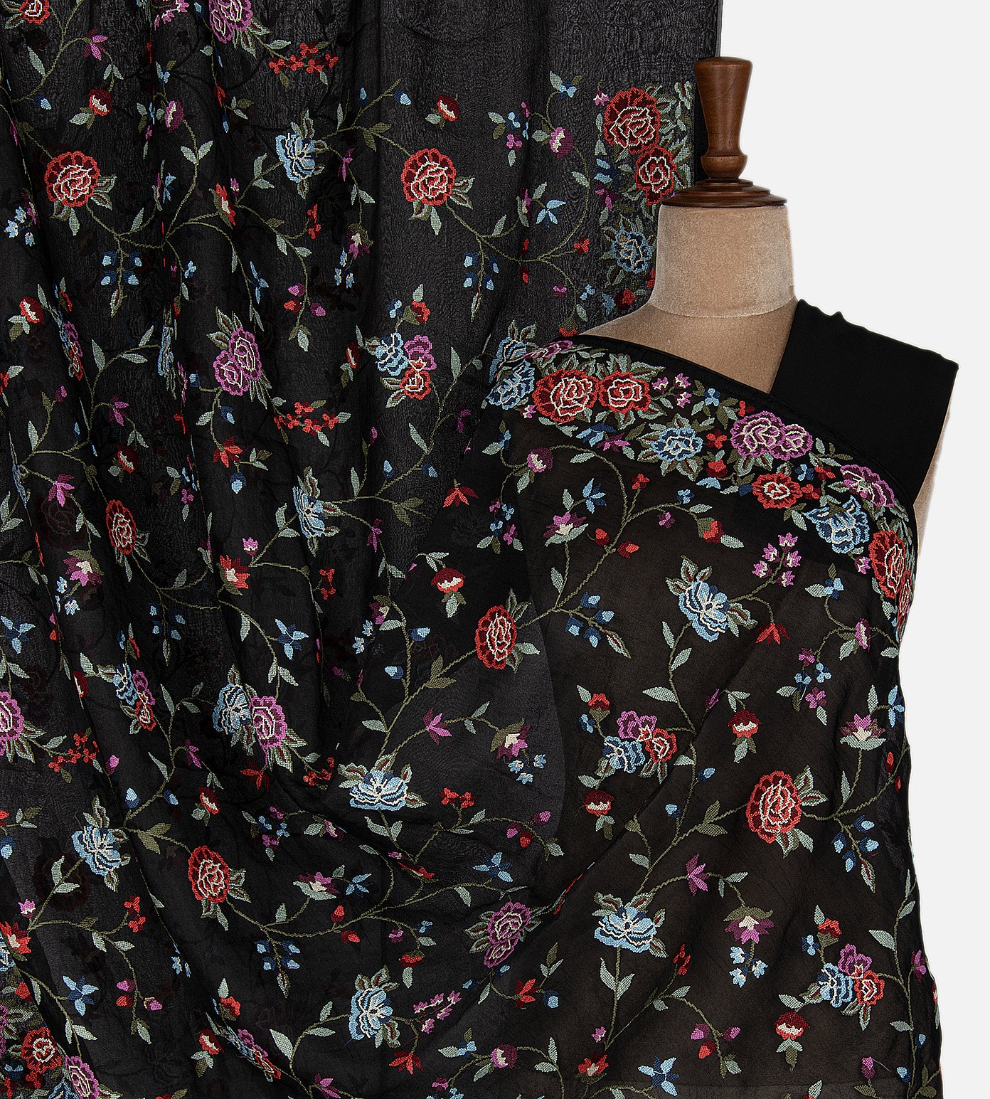 Black Organza Embroidery Saree
