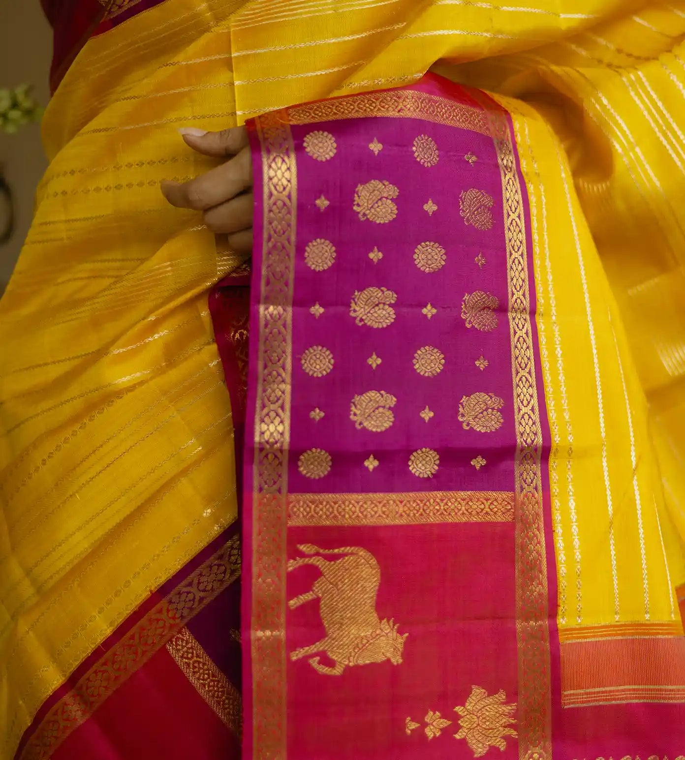 Yellow Kanchipuram Silk Saree