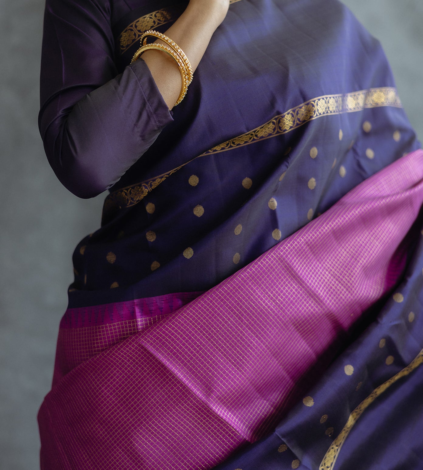 Purple Korvai Kanchipuram Silk Saree