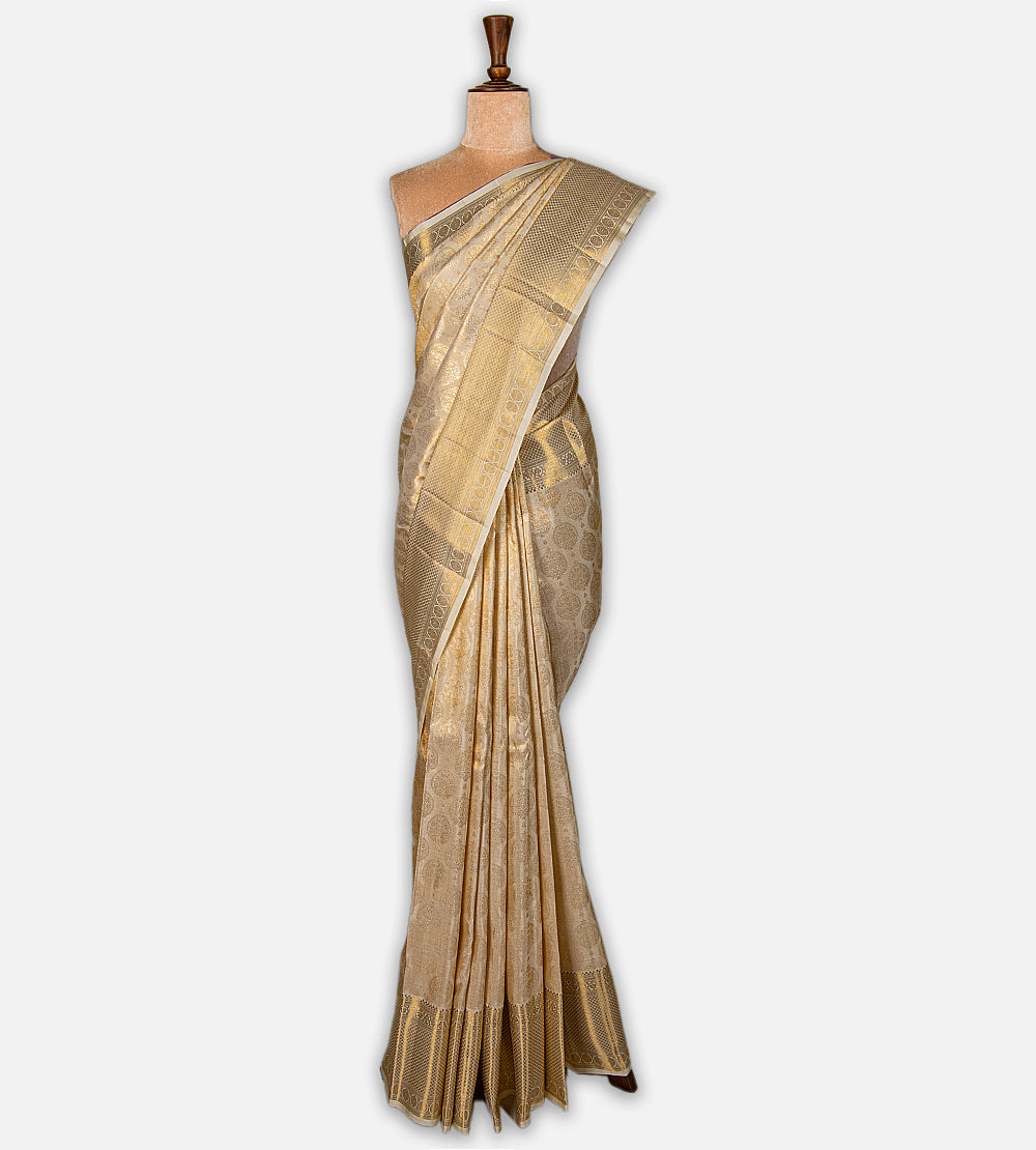 Light Beige Kanchipuram Silk Saree