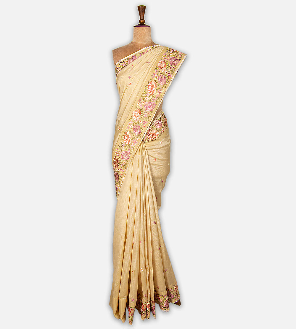 Light Beige Semi Tussar Saree
