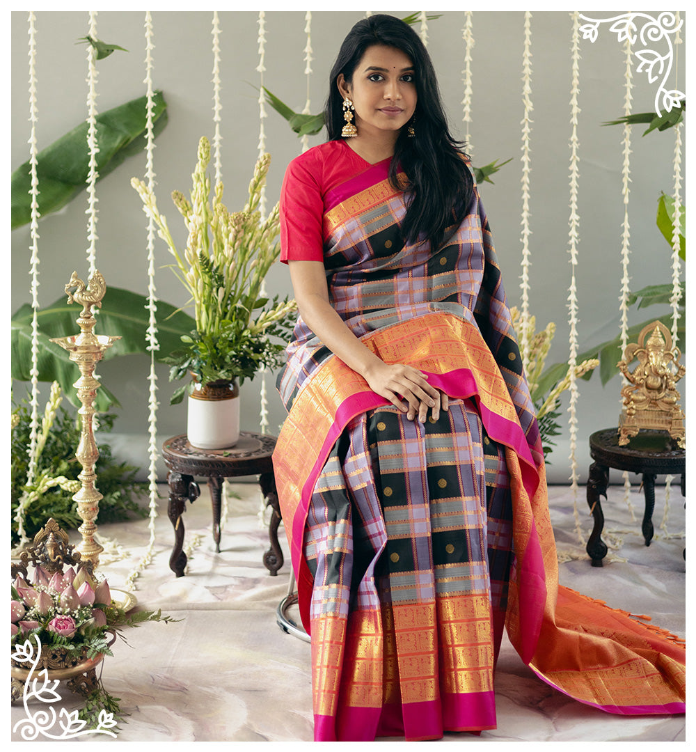 Squaring Up With Checks and Stripes on Kanchipuram Sarees