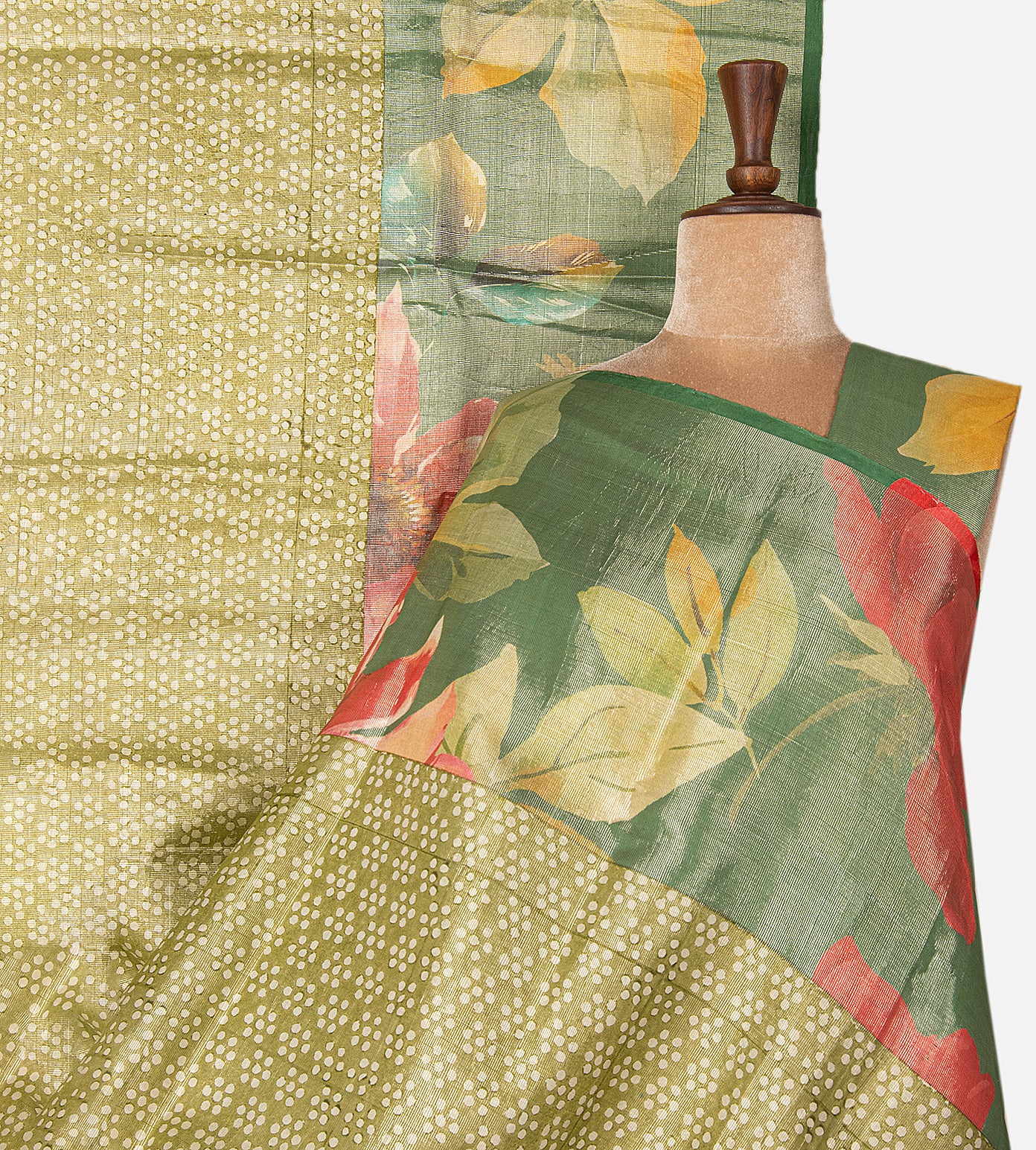 Olive Green Kanchipuram Silk Saree