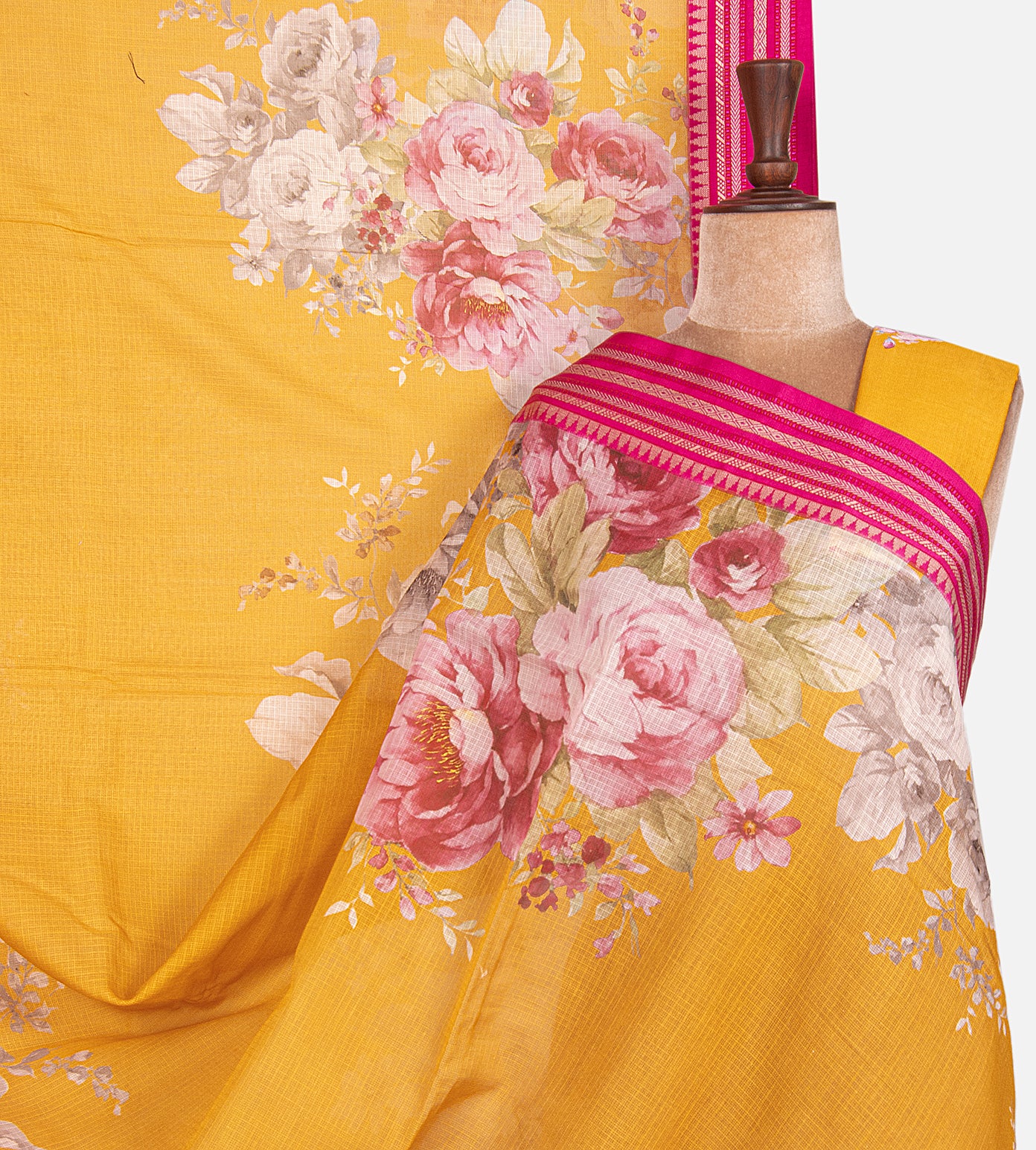Yellow Kota Cotton Saree