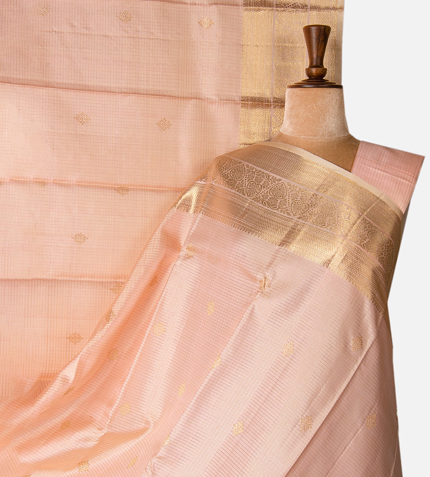 Light Peach Kanchipuram Silk Saree