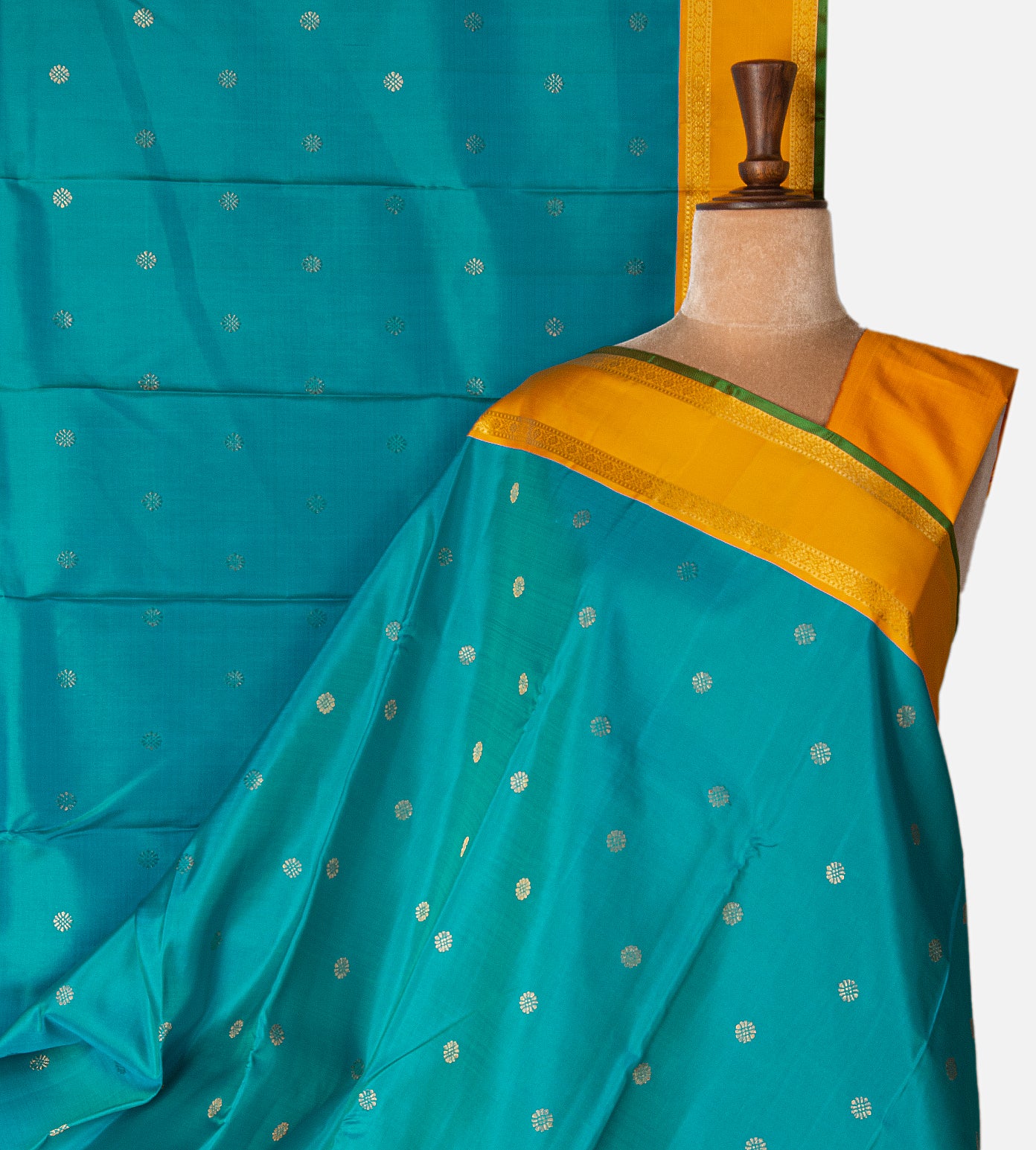 Peacock Blue Kanchipuram Silk Saree