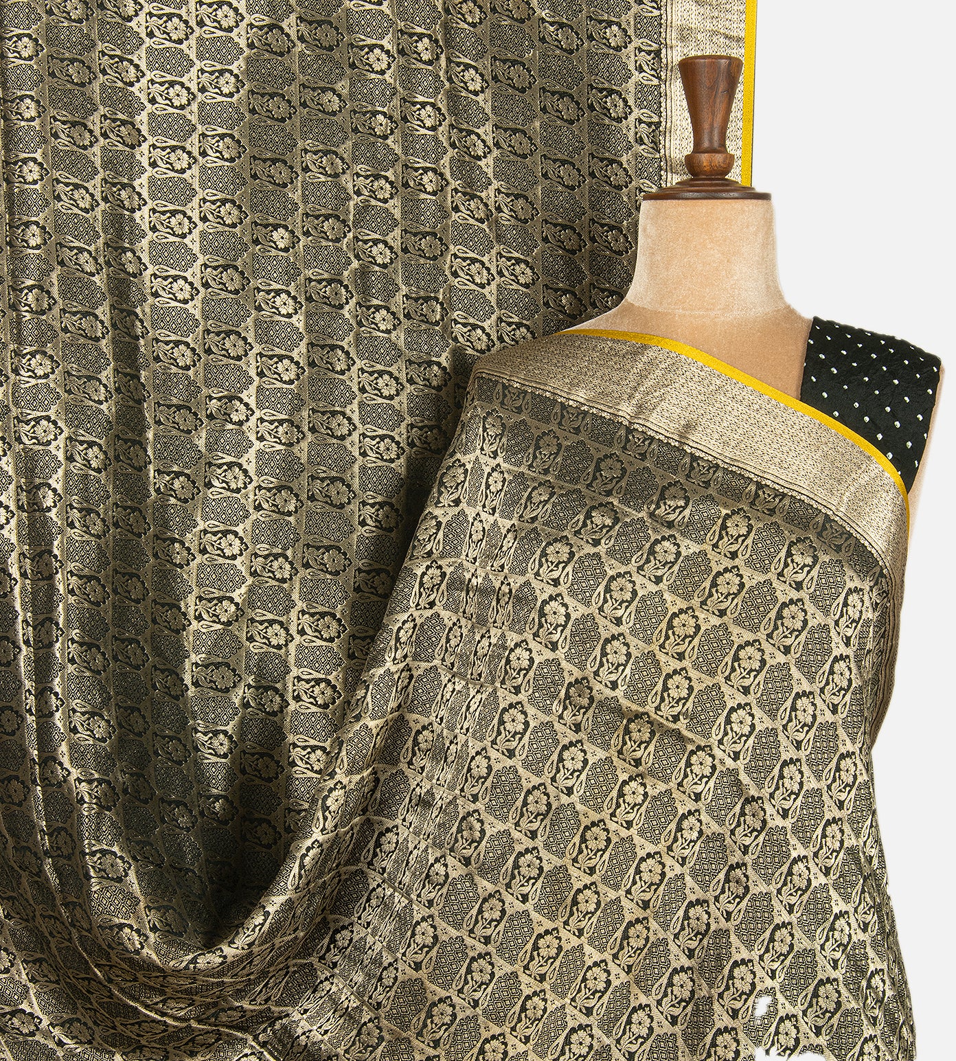 Black Bandhani Banarasi Crepe Saree
