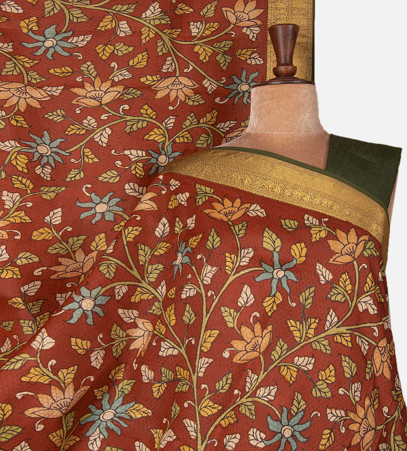 Maroon Soft Silk with  Kalamkari Saree