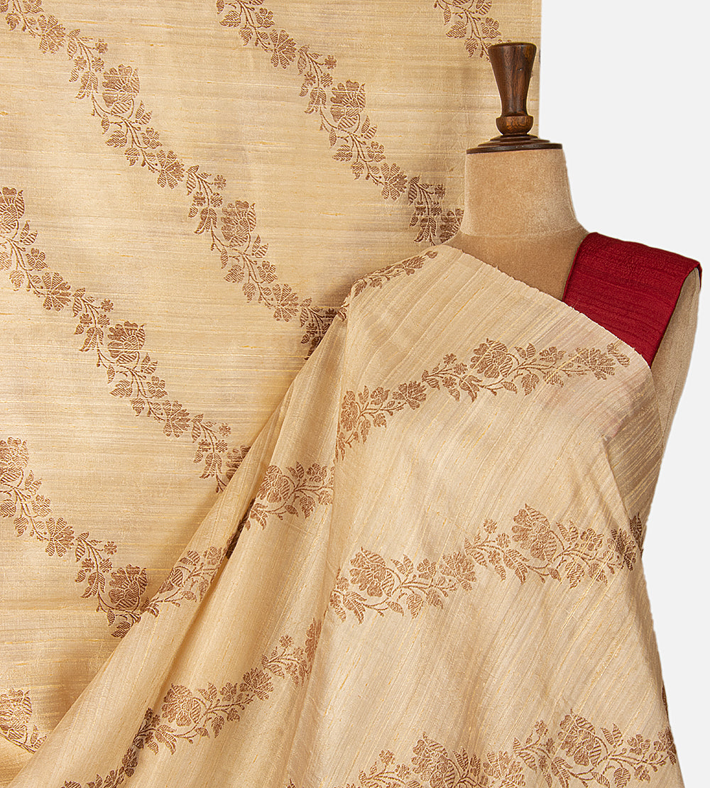 Beige Banarasi Tussar Saree