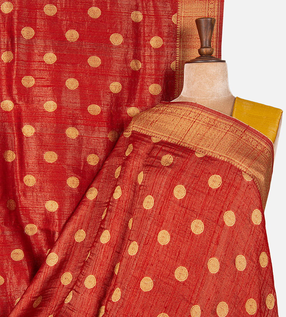 Red Banarasi Tussar Saree