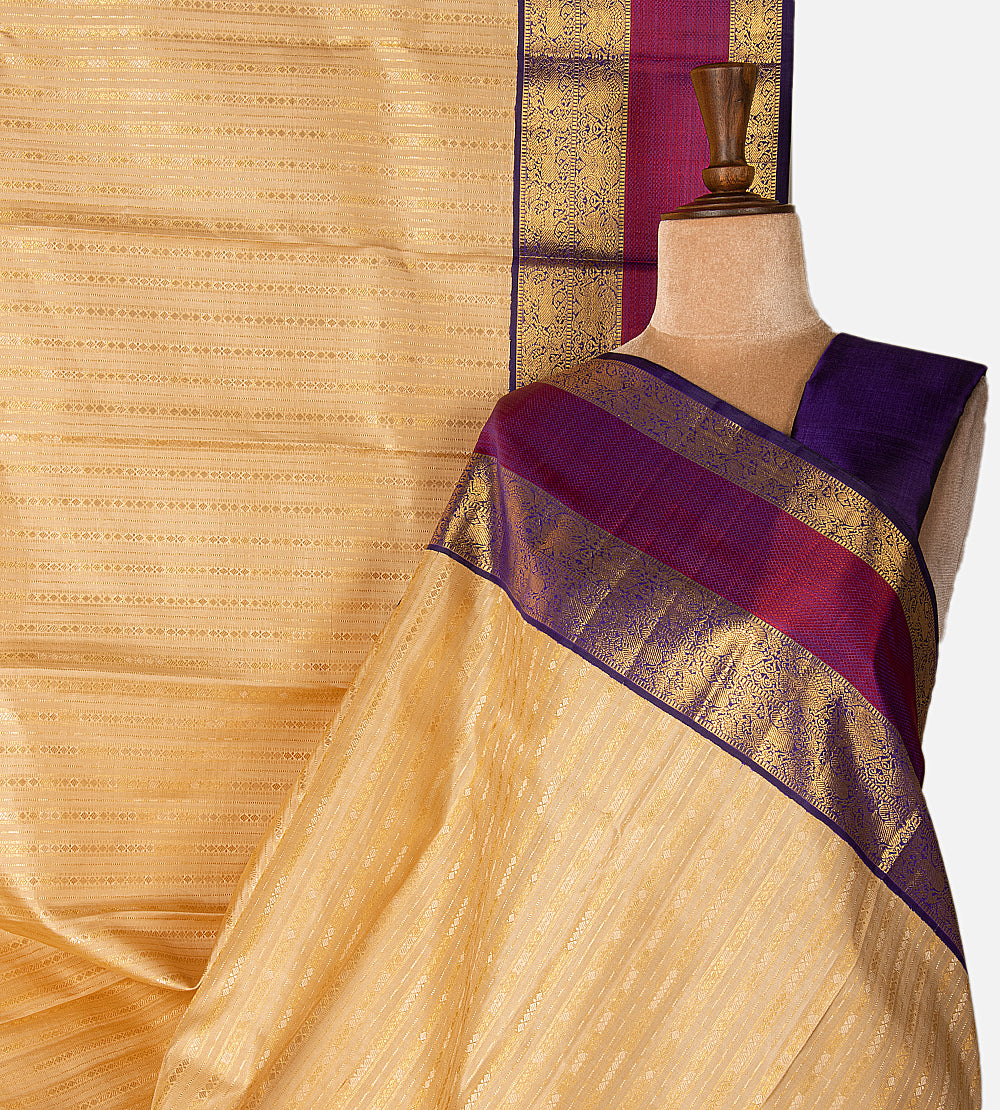 Beige Kanchipuram Silk Saree