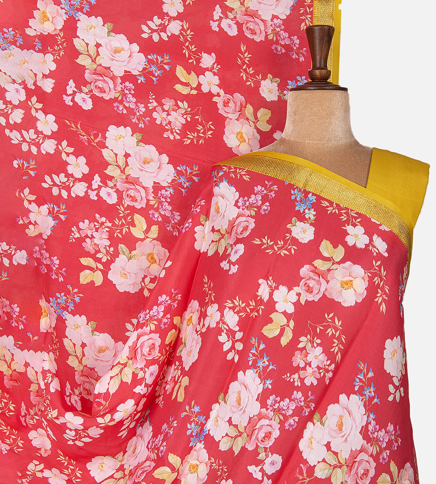 Pink Printed Crepe Saree