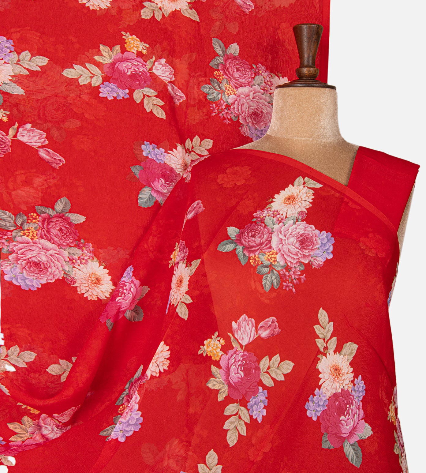 Red Chiffon Saree