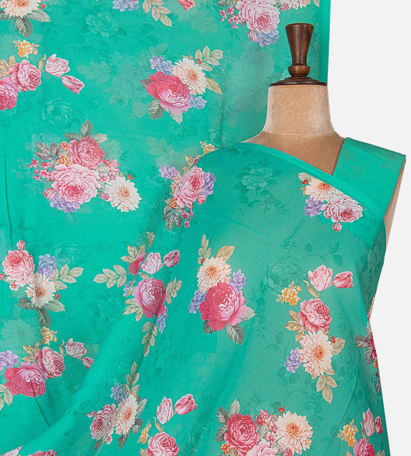 Deep Teal Chiffon Saree