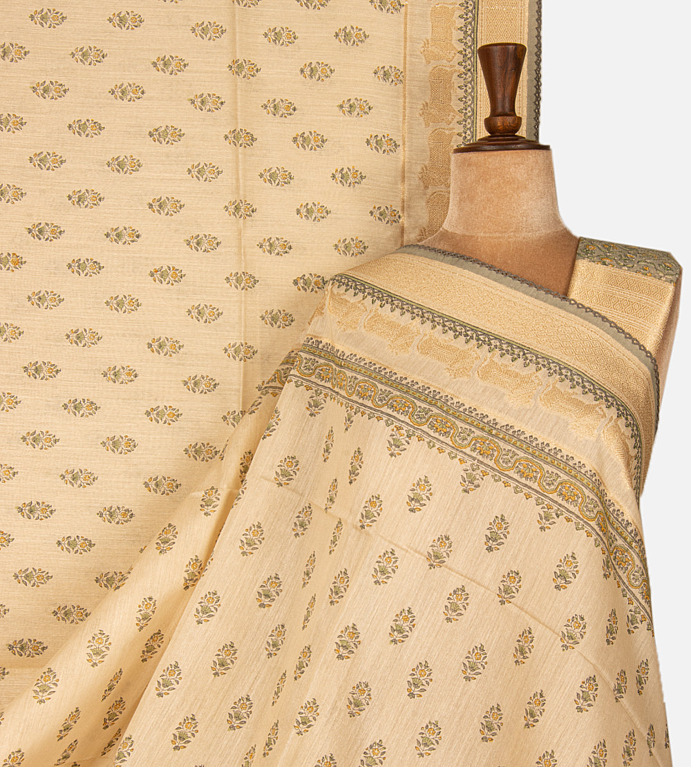 Beige Moonga Tussar Saree