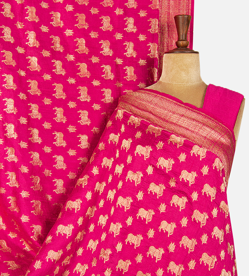 Pink Banarasi Tussar Saree