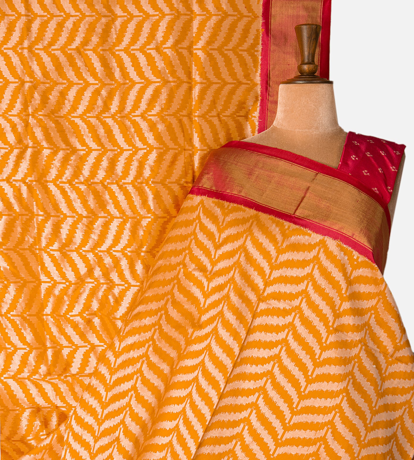Yellow Ikkat Silk Saree
