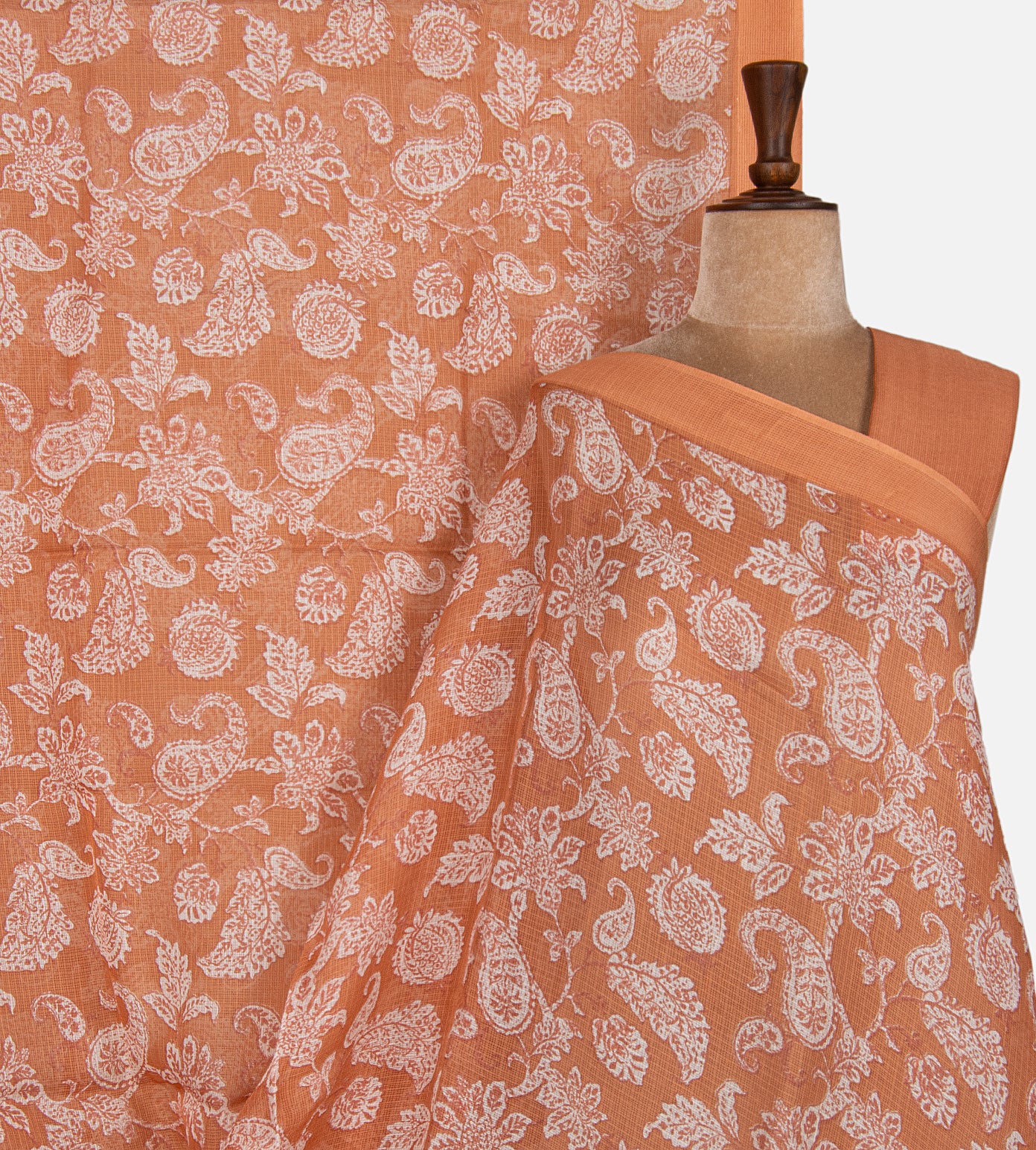 Peach Kota Cotton Saree