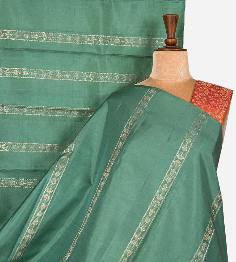 Turquoise Blue Kanchipuram Silk Saree