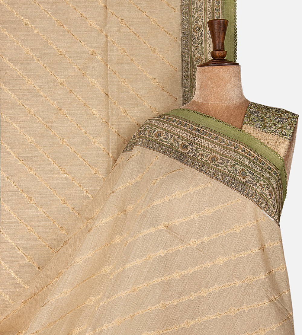 Beige Moonga Tussar Saree