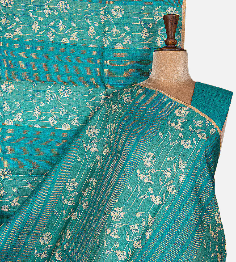 Blue Tussar Saree