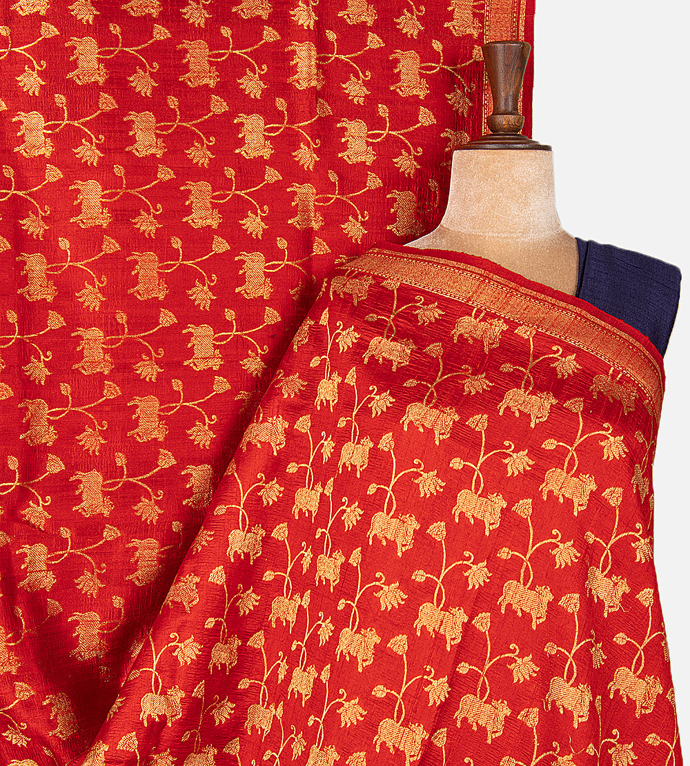 Red Banarasi Tussar Saree