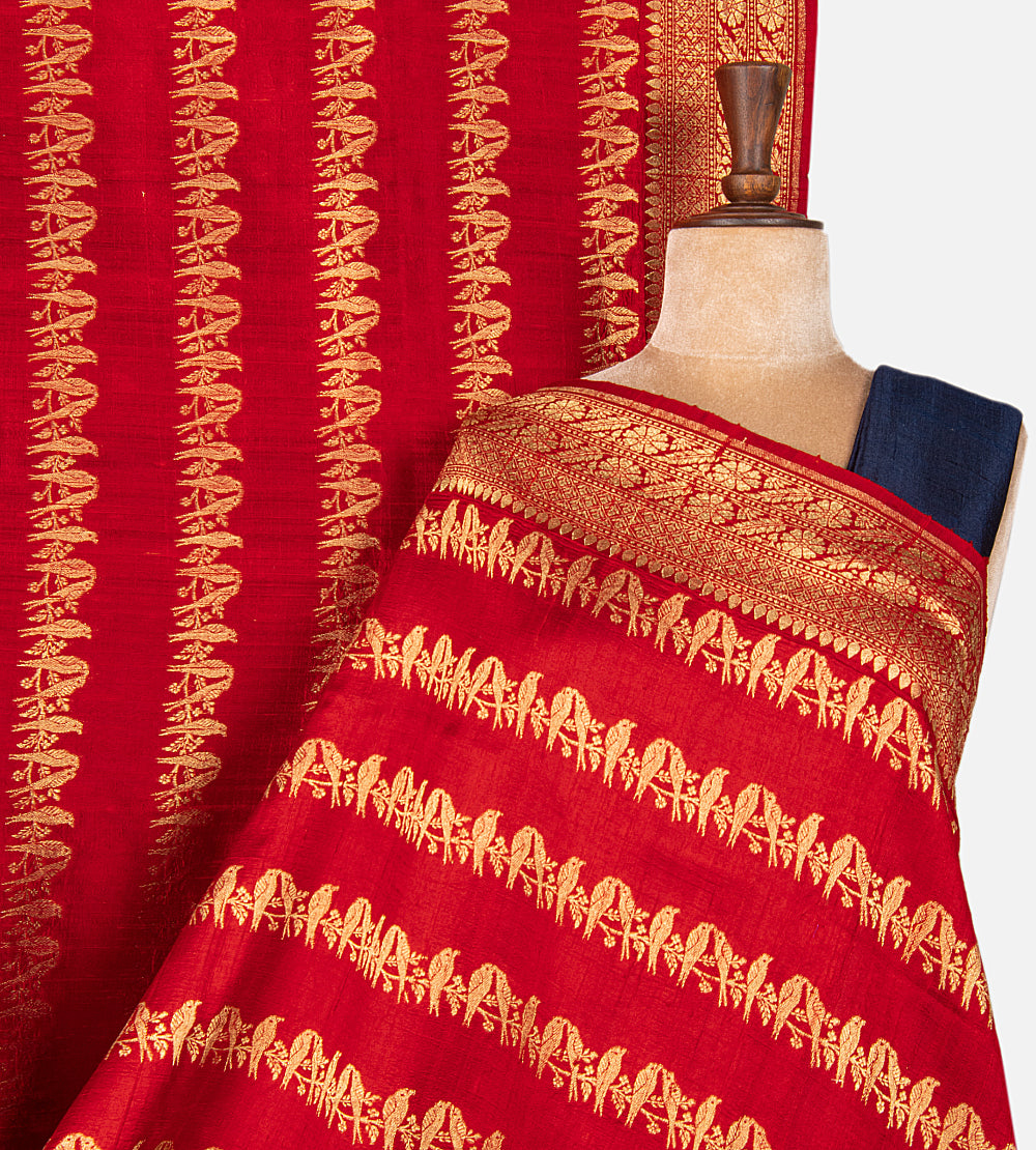 Red Banarasi Tussar Saree