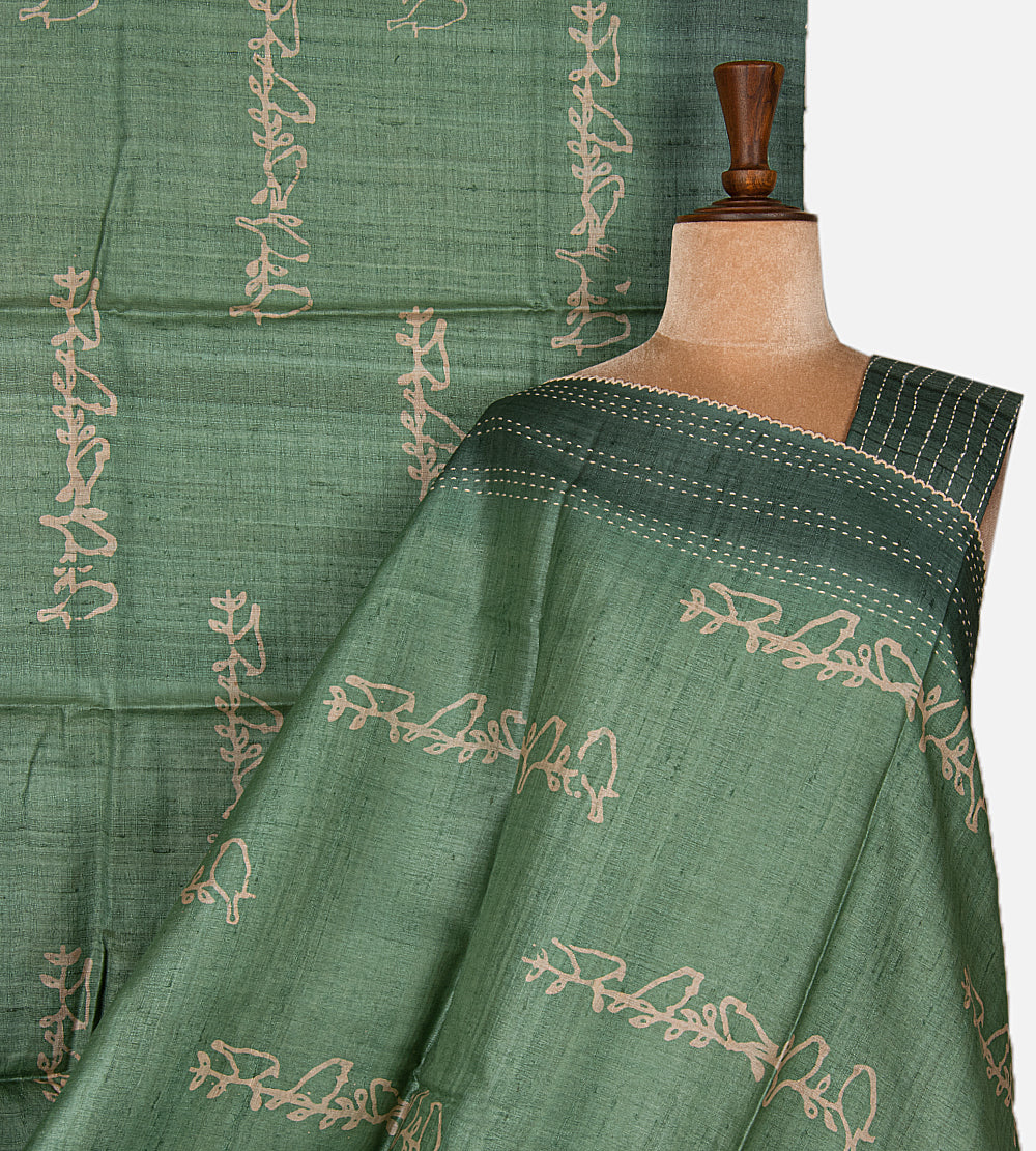 Green Tussar Saree