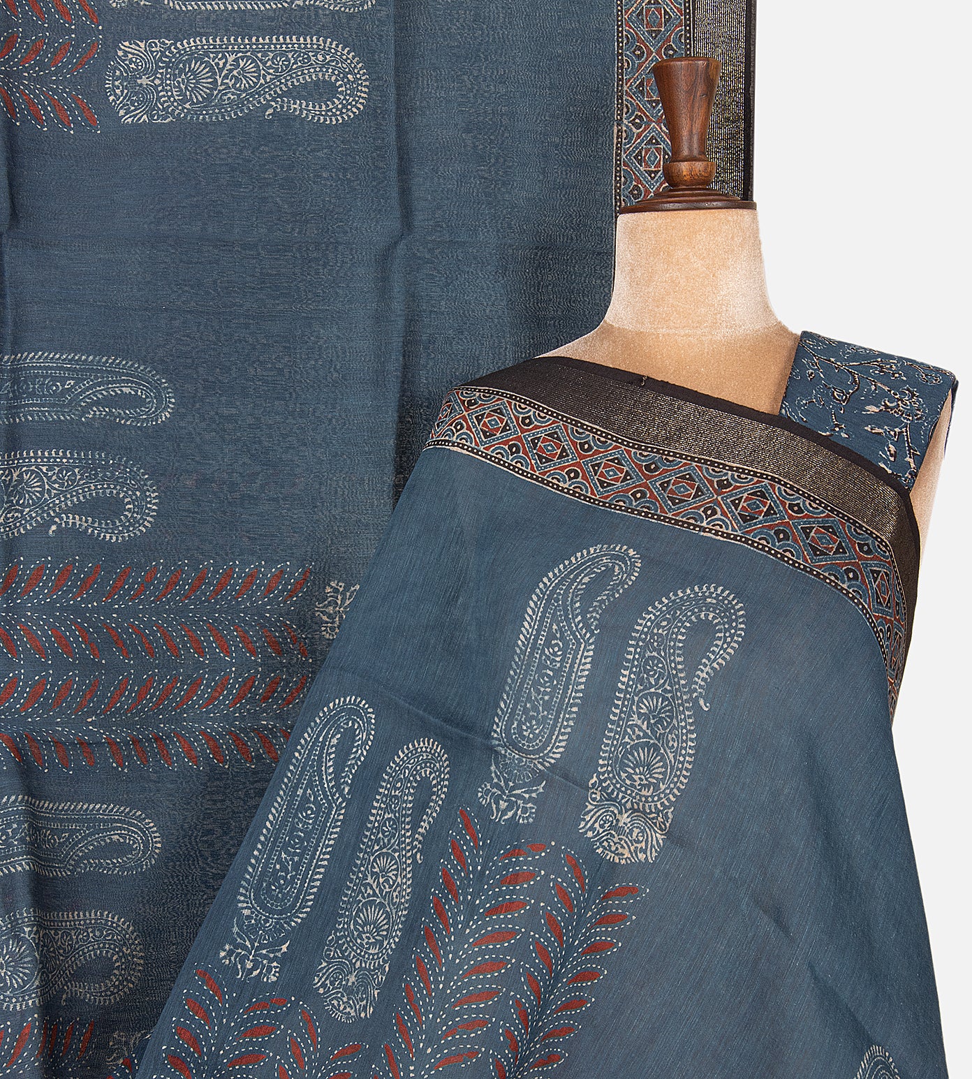 Blue Linen Saree