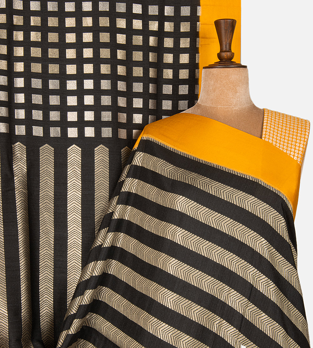 Black Banarasi Tussar Georgette Saree