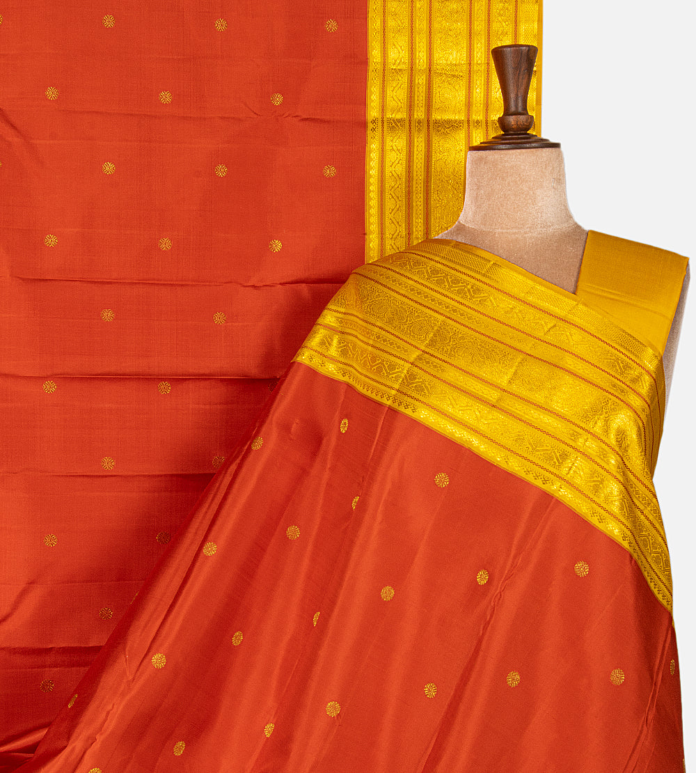 Rust Red Kanchipuram Silk Saree