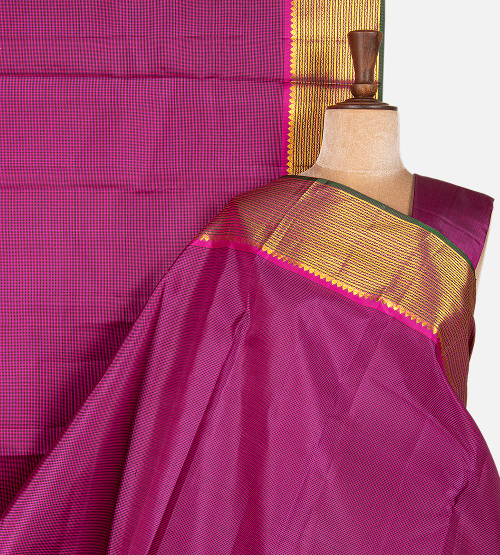Pink and Black Kanchipuram Silk Saree