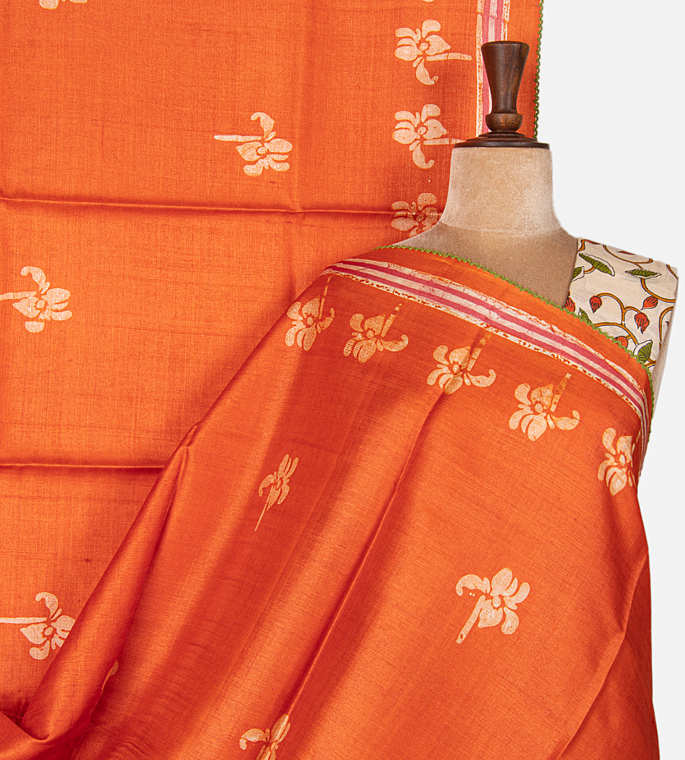 Orange Tussar Saree