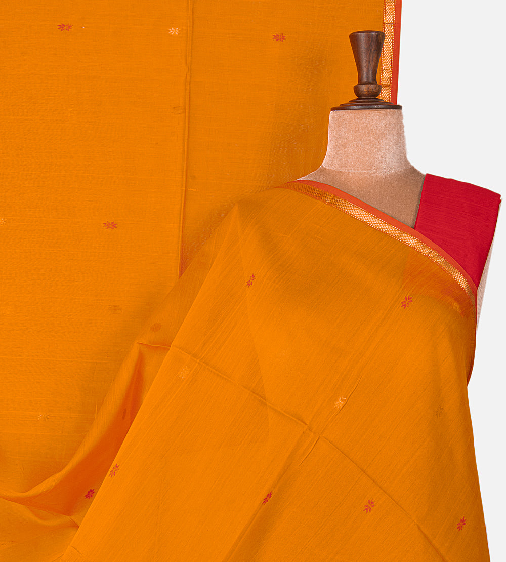 Yellow Maheshwari Cotton Saree