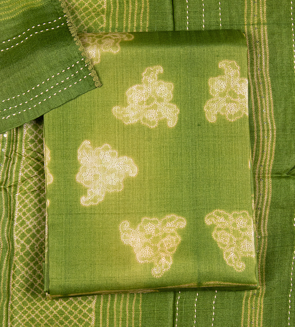 Green Shibori Tussar Salwar