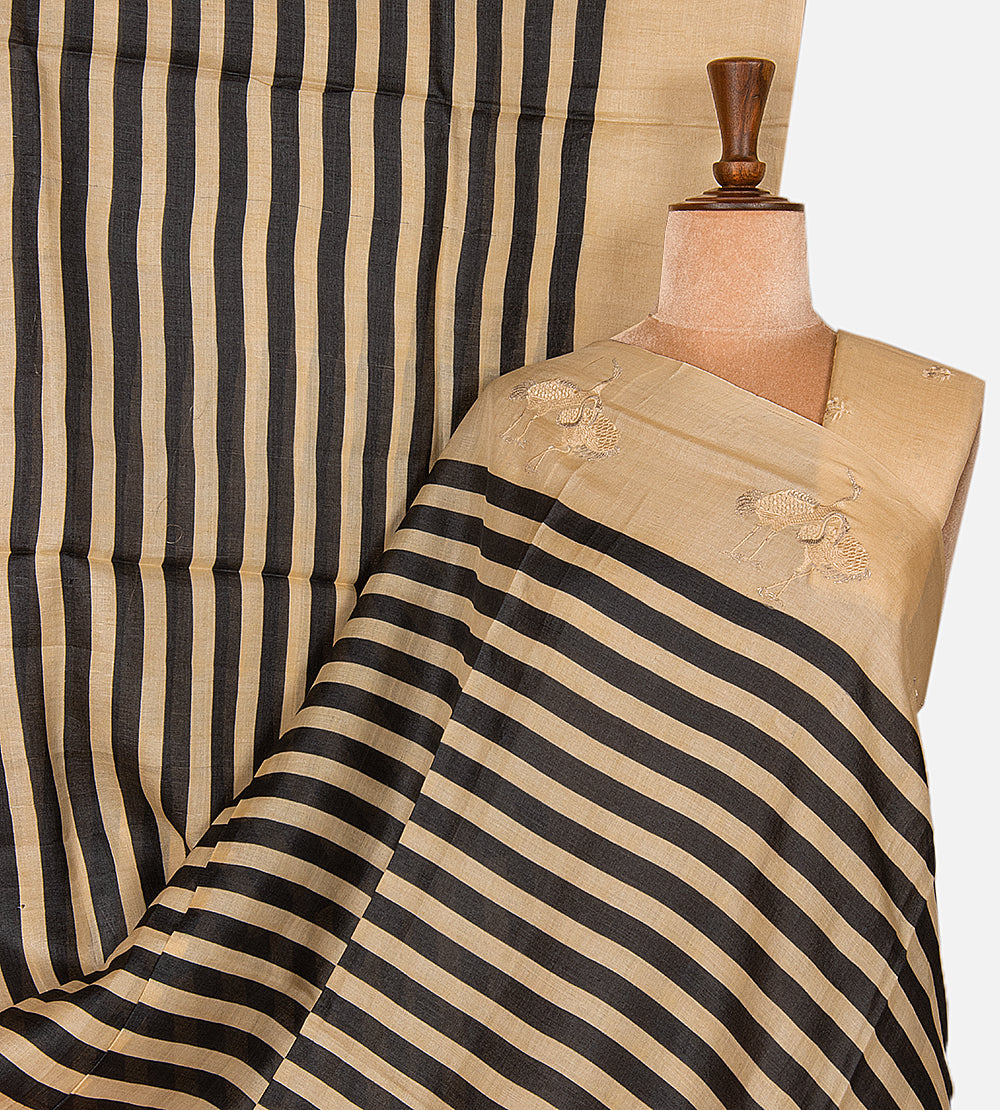 Beige Tussar Saree
