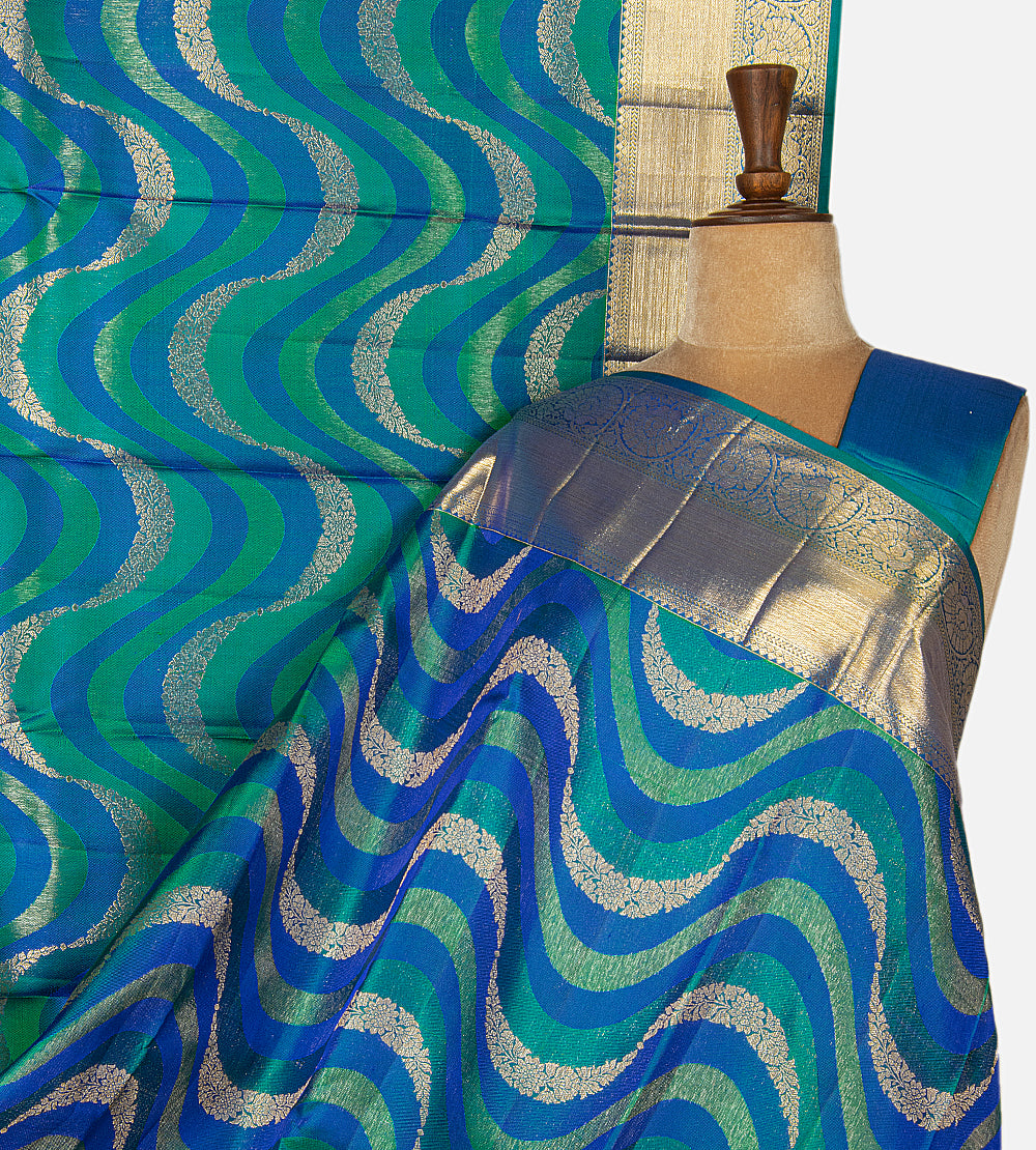 Peacock Blue Kanchipuram Silk Saree