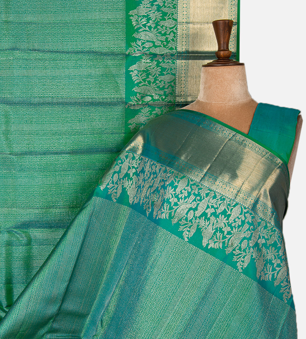 Peacock Blue Kanchipuram Silk Saree