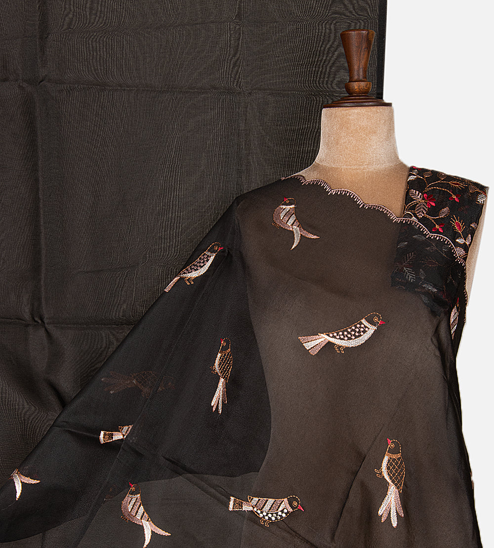 Black Semi Organza Saree