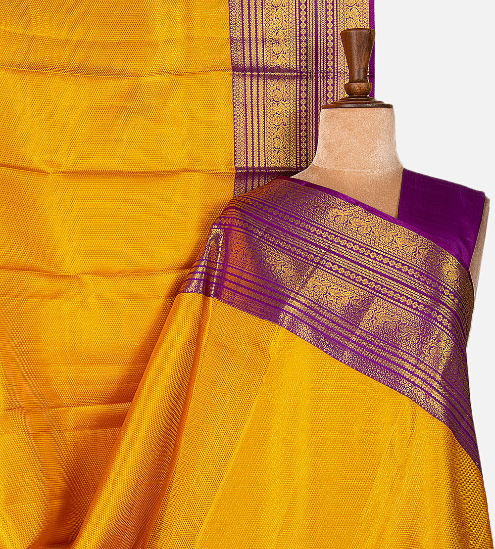 Yellow Kanchipuram Silk Saree