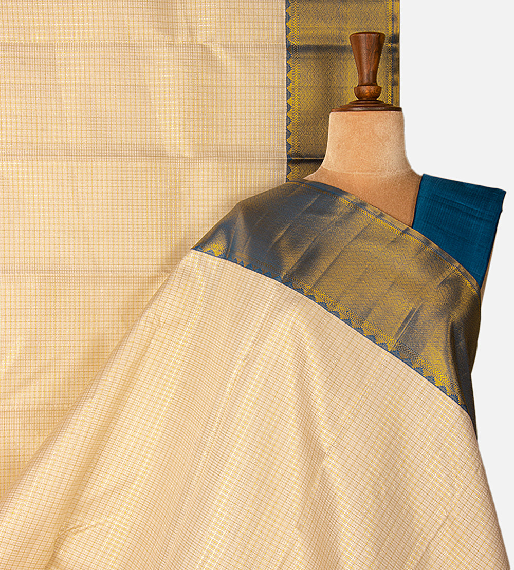 Beige Kanchipuram Silk Saree