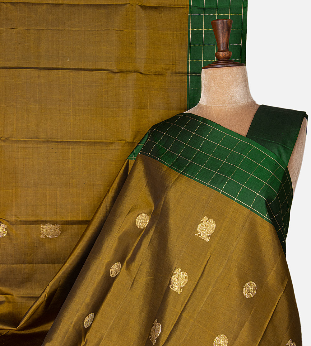 Gold Colour Kanchipuram Silk Saree